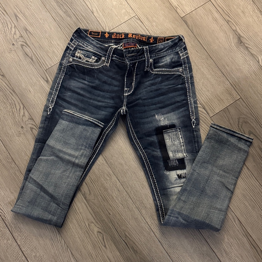 Rock Revival Blue Distressed Denim